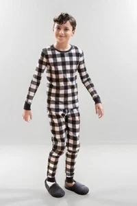 Leveret Boy's Black/White Buffalo Plaid 2 Piece Pajamas Pjs Set Sz 6 NWT $34.50 - Picture 1 of 6