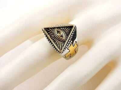 Stainless Steel Gold Plated Eye Of Providence Ring - Free Gift Packaging - Image 1 of 4