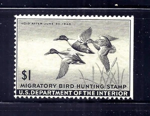 US Stamp - #RW12 - MH - $1 1945 Duck Hunting Stamp - CV $45 - Picture 1 of 1