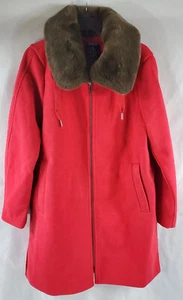 Isaac Mizrahi Women's Faux Wool Coat with Faux Fur Collar Size M - Picture 1 of 4