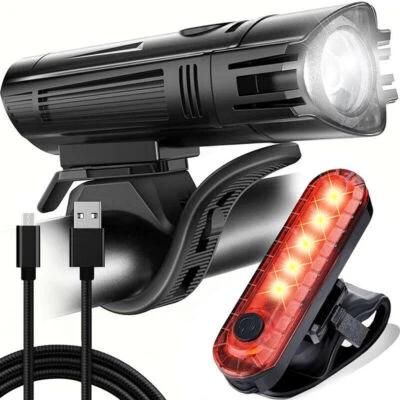 MARKENLOS LED Fahrradlampe Set USB Akku Radlicht Fahrradlicht Vorne & Hinten Lampe Neu