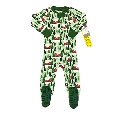 Pijama Honesto Bebé Niño Talla 12M Manga Larga Pies Navidad Verde Foto 1 de 4