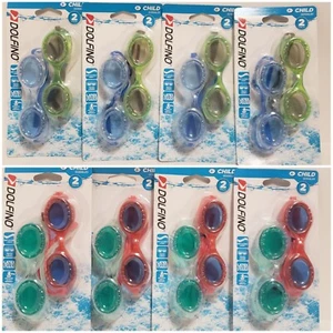 Child Swim Goggles Tinted Lenses Latex Free Safe Blue Green OR Red Green 2pk (x4 - Picture 1 of 5