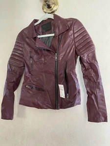 NEU Blank NYC Kunstleder Damen Burgund Motorrad Jacke - Bild 1 von 9
