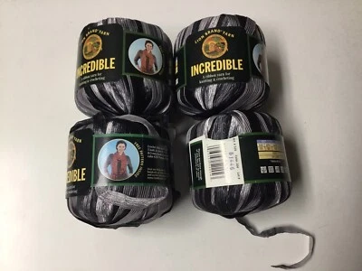 Lion Brand Incredible Ribbon Yarn Accent on Black 1.75 oz 110 yd  Nylon Lot x 4 - Image 1 of 4