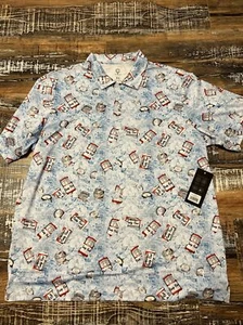 Caddy Cart Iced Beer Golf Polo Shirt Mens XL UPF 50+ Breathable Stretch NEW - Picture 1 of 5