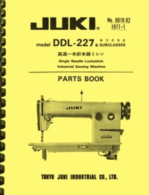Juki DDL-227 Sewing Machine PARTS BOOK MANUAL - Image 1 of 4