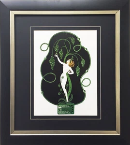 Erte "EMERALD" Newly CUSTOM FRAMED Print Art Deco Design PRECIOUS STONE SUITE - Picture 1 of 3