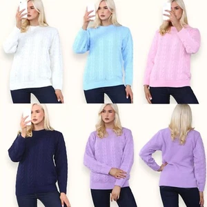 Damen Frauen dicker Winterpullover Strickmuster Langarm Pulli Pulli - Bild 1 von 13