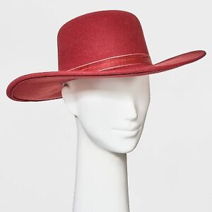 Women's Wide Brim Felt Hat - A New Day Berry Red
