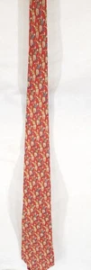 Salvatore Ferragamo Herren Krawatte Golfer rot Satin Seide Italien 3 5/8" (W) 58" (L) euc - Bild 1 von 5