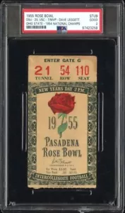 1955 ROSE BOWL TICKET OHIO STATE BUCKEYES VS USC PSA GRADE 2 Hayes 1st Title - Picture 1 of 2