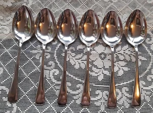 Set 6 alte englische ovale Tafellöffel EPNS Super A 90 10DWTS Ersatzbesteck - Bild 1 von 8