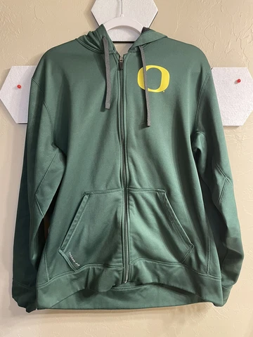 Oregon Ducks Football Nike Dri-Fit Zip Up Hoodie Green Jacket Men's Size L Cover