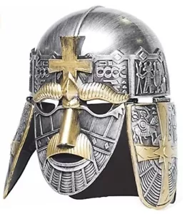 Knight Crusader Helmet - Silver/Gold - Costume Accessory - One Size - Picture 1 of 2