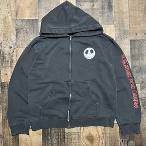 Vintage Faded Thrashed Grunge Hoodie Tim Burton Jack Skellington Medium 90’s - Picture 1 of 9