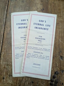 LOT 2 Vintage RARE GOD'S Insurance Policy WORDS OF LIFE Whosoever Will Pamphlet - Picture 1 of 4