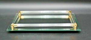 Vintage 1970er Regency Spiegel Waschtisch Tablett 8”x11” Plexiglas Dübel Bars makelloser Zustand! - Bild 1 von 7