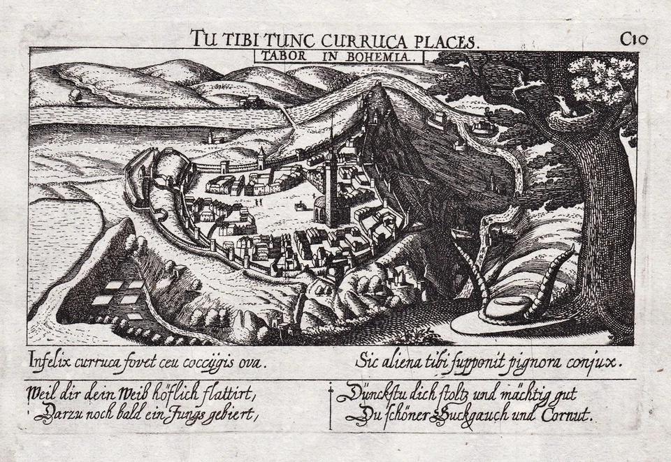 Tabor Bohême Tchéquie Gravure En Cuivre Meisner 1630 - Photo 1/1