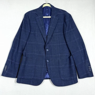 Boggi Milano Blazer 42 US 52 EU Glen Plaid Wool Blend Sport Coat Surgeon Cuffs - Image 1 of 4