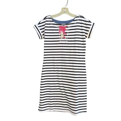 NWT Talbots Black and White Striped Dress with tie, women's Small Petite - Image 1 of 4