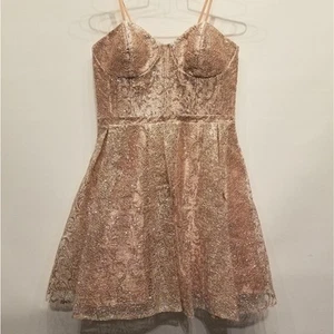 Gb NEW Rose Gold Short Dress Comfortable Strapless Sleeveless Dress Women Size11 - Picture 1 of 14