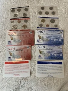 2001 P&D Mint Set Brilliant Uncirculated US with Envelopes & COAs (20 Coin Set) - Picture 1 of 5