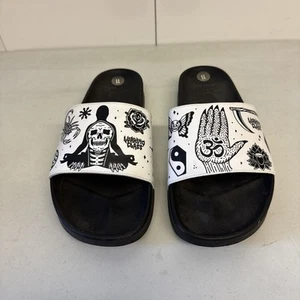 Lurking Class Sketchy Tank Slide Sandals Skull And Reaper White Black men sz 11 - Picture 1 of 5