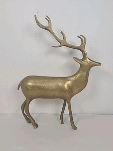 Vintage MCM Messing Rentier Figur mit Geweih stehend 9,25" hoch - Bild 1 von 5