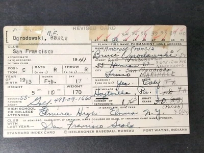 Bruce Ogrodowski (d.1956) Signed  Heilbroner Card Debut 1936 St Louis Cardinals  - Image 1 of 2