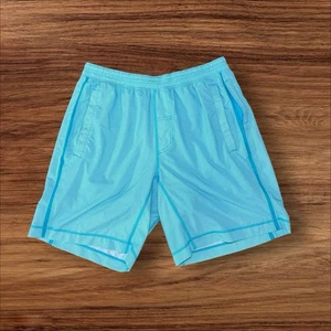 Lululemon Men Blue Chill Grid Pace Breaker Lined Shorts LM7402S Size XL Stain - Picture 1 of 7