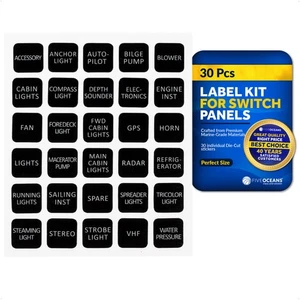 Marine Dashboard Decal Label Kit for Boat Switch Panel Stickers, 30 Pcs - FO4764 - Picture 1 of 7