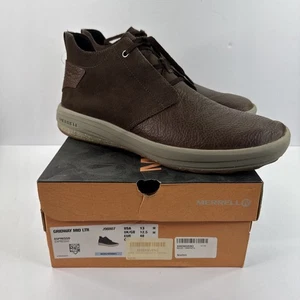 Merrell Gridway Mid Leather Mens Size 13 Espresso Walking Shoe Sneaker - Picture 1 of 7