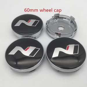 4pcs 60 mm N Line Logo Black Silver Alloy Wheel Center Caps Hub Caps Rim Caps - Picture 1 of 3