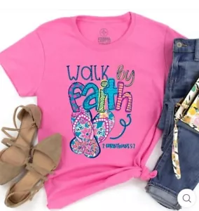 New Nwt Women's Christian Walk by Faith Pink Flip Flop T-shirt Summer x-Large - Picture 1 of 5