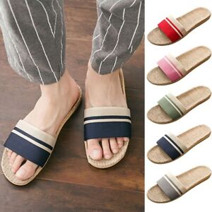 Summer Male Lovers Linen Slippers Home Anti-slip Bathroom Soft Bottom Sandals
