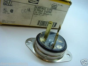 Hubbell 5668 Surface Type 250V 15A 2P/3W Nema 6-15P Inlet t4 - Picture 1 of 4