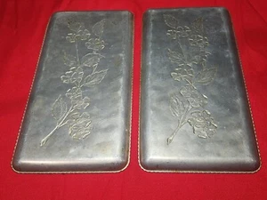 Vintage Serviertablett gehämmert Aluminium geprägt Blumen mit gewelltem Rand - Bild 1 von 2