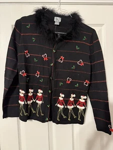 Vintage NEW NWT Berek Womens Christmas Sweater Medium M Rockettes 3D Tacky - Picture 1 of 8
