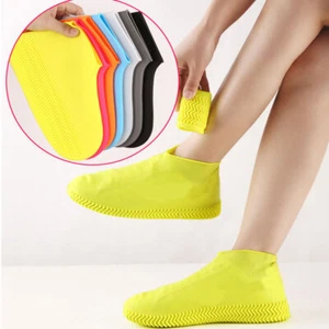 Silicone Overshoes Rain Waterproof Shoe Covers Boot Cover Recyclable Anti Slip - Picture 1 of 27