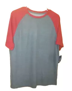 Baseball T-Shirt Herren M (38/40) Raglan Rot & Grau Rundhals Neu - Bild 1 von 1
