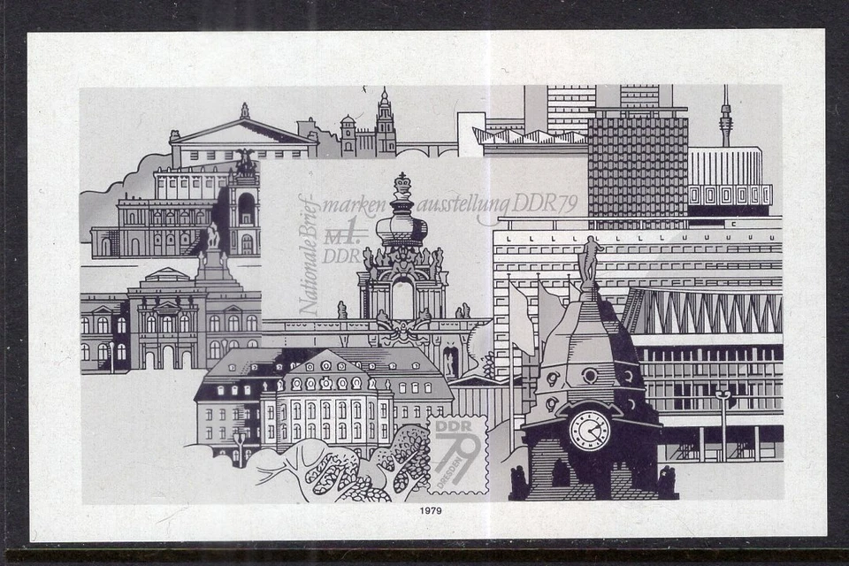 DDR #MiBl55S MNH S/S 1979 Dresden Buildings Black Print [2030] - Image 1 of 1