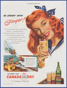 Anuncio impreso vintage 1947 CANADA DRY Ginger Ale Soda Pop refresco efímero años 40 - Imagen 1 de 1