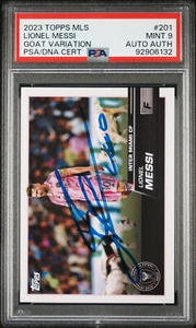 2023 Topps MLS Lionel Messi GOAT Variation SP #201 PSA MINT 9 Auto AUTH - Picture 1 of 3