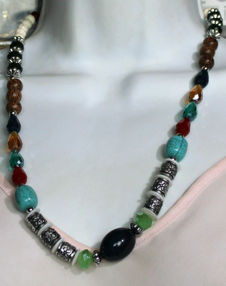 Ballet Jewelry Co Women's Gold Tone Fringe Necklace Brown Bar W Rhinestones