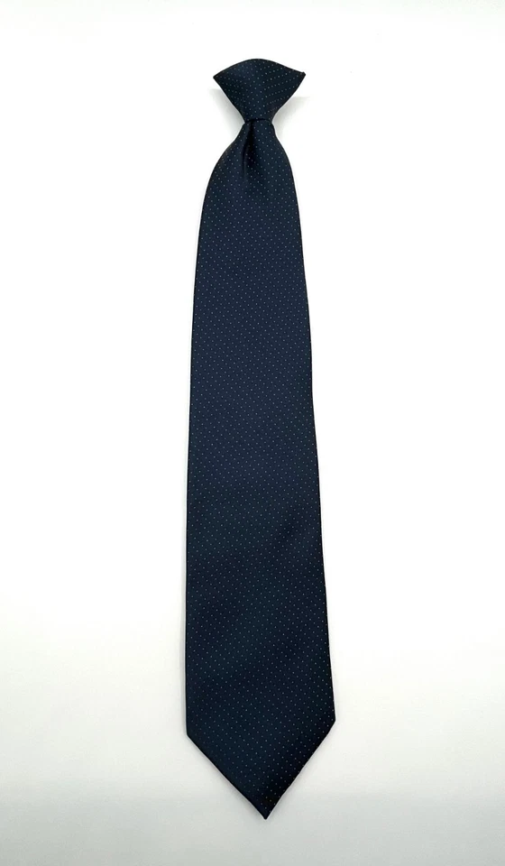 Puritan Clip On Tie Mens Navy Blue Polka Dot Business Easter Grad Church Dress - Image 1 of 4