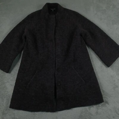 Eileen Fisher Coat Womens XS Gray Boiled Wool Pockets Snap Chic - Image 1 of 4
