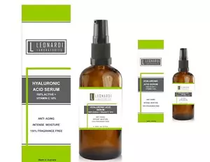 Pure 100% Hyaluronic Acid Serum + Vitamin C 100ml with Serum Pump - Picture 1 of 2