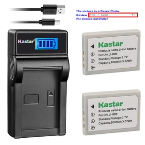 Kastar Battery LCD Charger for Olympus Li-80B & OLYMPUS T-100 T-110 X-36 X-960 - Picture 1 of 11