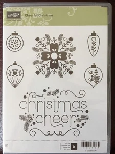 "CHEERFUL CHRISTMAS" Stampin'UP! NEW~RUBBER/CLING ~Ornaments, Saying, set/6 - Picture 1 of 2